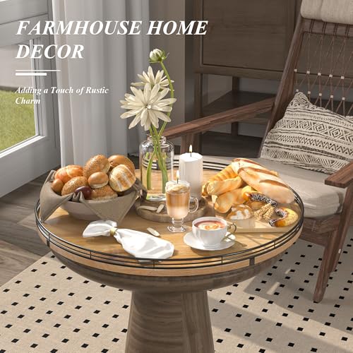 21 Inch Extra Large Farmhouse Oak Lazy Susan Organizer