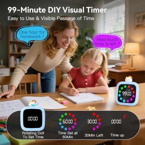 Digital Visual Timer for Kids (Rainbow Doll-blue)