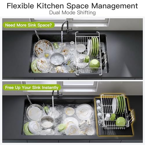 in Sink Dish Drying Rack with Mat (Silver / For 12"-30"w Sink, with Mat)