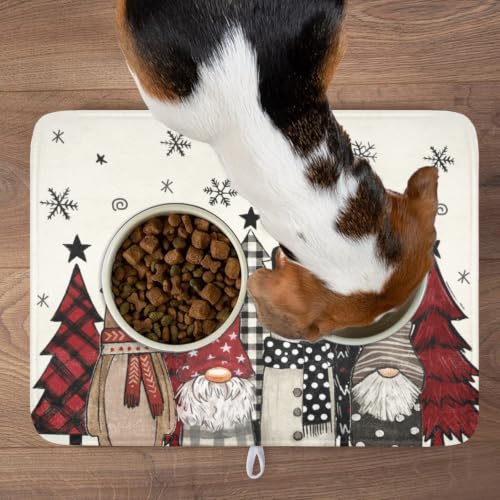 Winter Snowman Gnome Dish Drying Mat Xmas Tree Dishes Pad 18"x24" Microfiber Fast Dry Dish Drainer Rack Mats Kitchen Countertop Accessories (Winter Snowman Gnome / 18x24 inch)