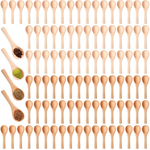 100 Pcs Small Wooden Spoons (Mix Color)