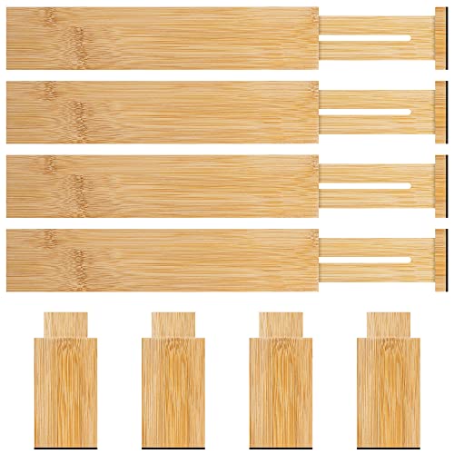 4 Pack Bamboo Drawer Dividers Organizer with Inserts 2.6'' High (4 Count)