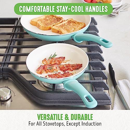 Soft Grip Healthy Ceramic Nonstick (15 Piece Cookware Set / Turquoise)