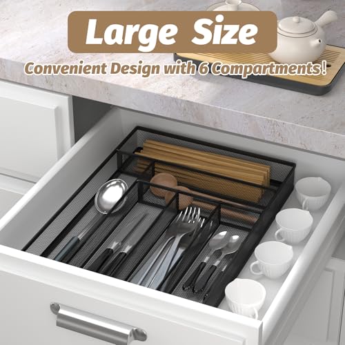 Mesh Silverware Tray for Drawers (Black / 11.3”*16")