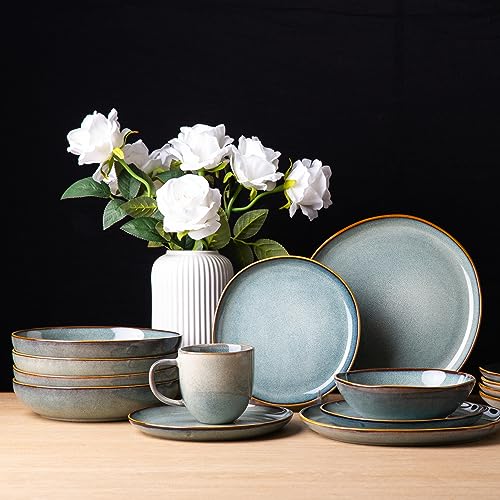 8.5’’ Ceramic Pasta Bowls Set of 4 (Set of 4 / Ocean Blue)