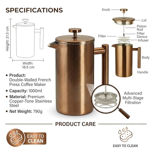34oz French Press Coffee Maker (Coppery)