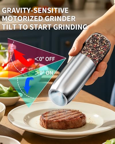 Gravity Electric Salt and Pepper Grinder Set (Battery / Stainless Steel Plus)