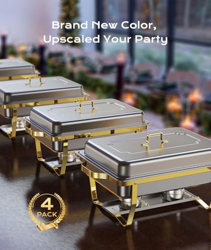 Chafing Dishes for Buffet 4 Pack (4 PACK / Gold)