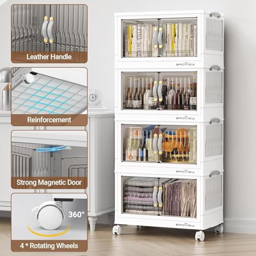 180Qt Stackable Storage Bins with Lid (White / 45QT-4Pack)