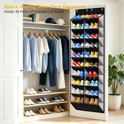 Over the Door Shoe Organizer (Piano White-1 Pack of 20 Pockets)