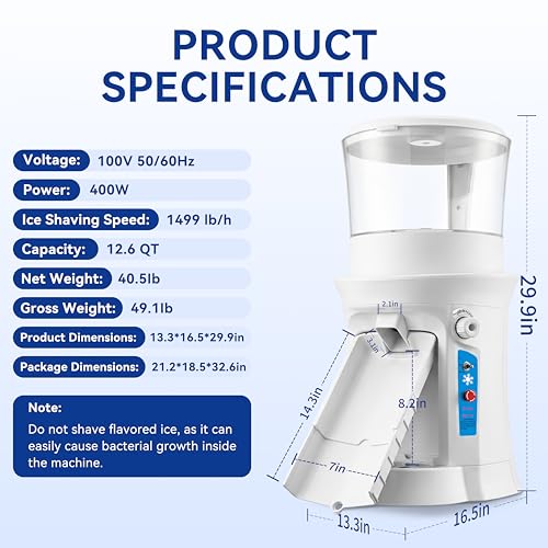 Commercial Ice Shaver 400W (13.8Qt)