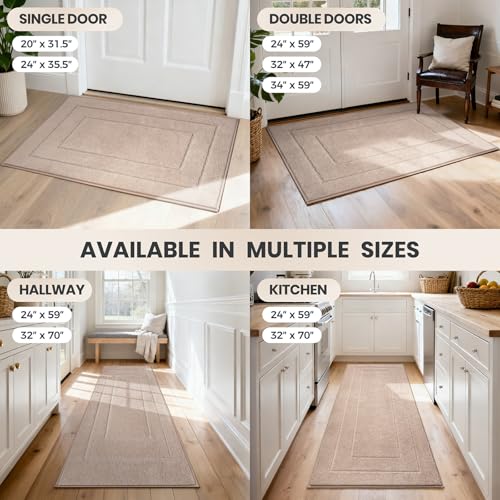 Dirt Trapping Door Mat Indoor Entrance (Beige / 24" X 35.5" (Rectangular))