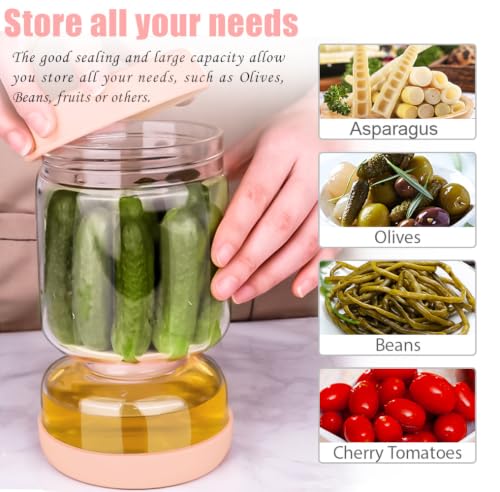 Olive Pickle Jar Container with Strainer Pickling Jar (Pink)