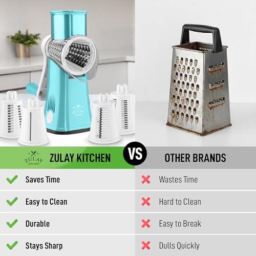 Rotary Cheese Grater Manual Hand Crank 5 Blade Shredder