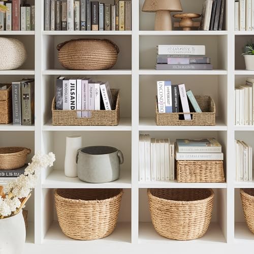 Pantry Baskets for Organizing (Natural(Seagrass) / 15¾"L x 11"W x 7½"H + 14¼"L x 9¾"W x 6¾"H)