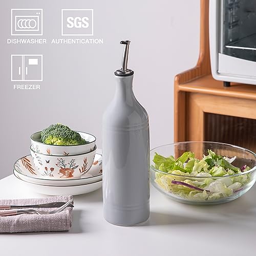 Sweejar Large Ceramic Olive Oil Dispenser Bottle (24 oz, Set of 1 / Gray)