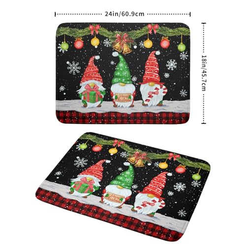 Merry Christmas Dish Drying Mat Black Gnomes Dish Drainer Mats 18x24 Inch Holiday Decorative Absorbent Dishes Pad for Kitchen Counter Sink (Christmas Black Gnomes / 18" x 24")
