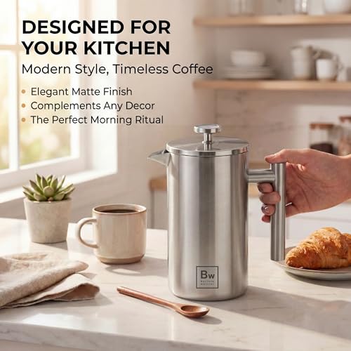 French Press Coffee Maker (Silver)