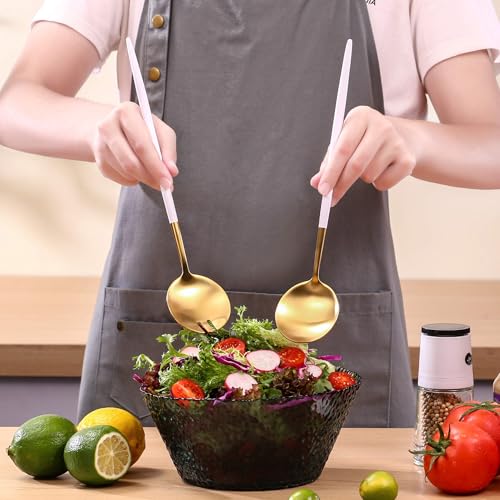 White Gold Salad Serving Utensils (White Gold)