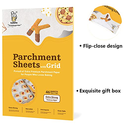 Precut Parchment Paper Sheets with Grid Lines (46 Count)
