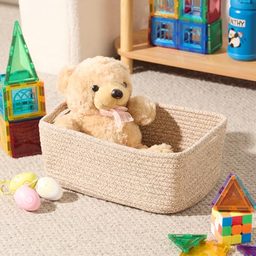 Small Storage Baskets for Organizing (4pcs-L13xW8.5xH5.1" / Brown)