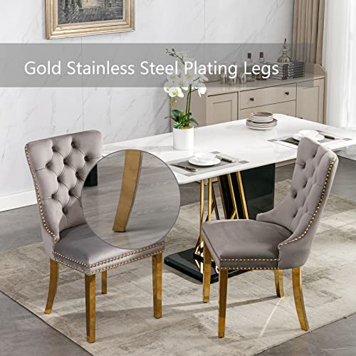 Grey Velvet Dining Chairs Set of 4 (Classic Gray)