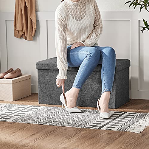 30 Inches Storage Ottoman (Dark Gray / 15"D x 30"W x 15"H (with Flipping Lid))