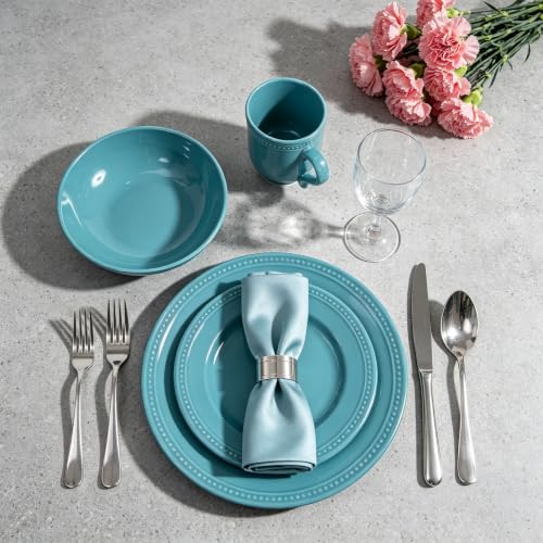 HomeVSS 16 PC Pearl Dots Stoneware Dinnerware Set