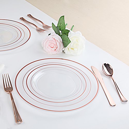 60 Pcs Rose Gold Plastic Plates (60 Pieces / Rose Gold)