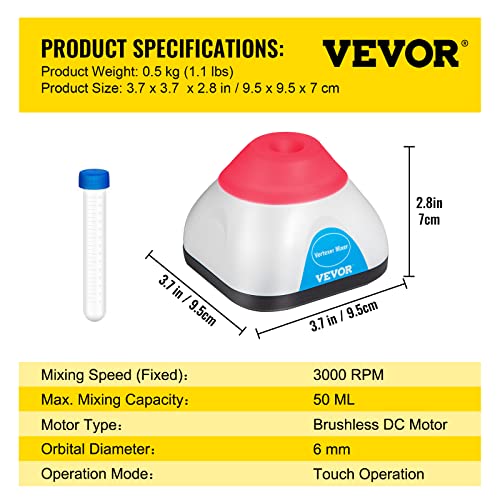 Vortex Mixer 3000RPM Mini Vortex Mixer Shaker (Pink)