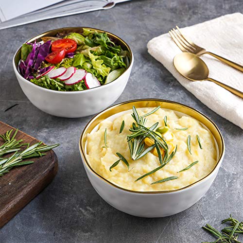 Modern Poreclain 16 Piece Dinnerware Set (16-Pieces Service for 4 / White with Gold Rim)