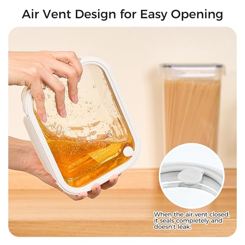 5 Pack Glass Food Storage Containers with Glass Lids & Air Vent (White / 35oz)