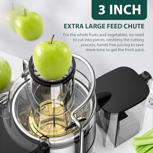 1300W Centrifugal Juicer Machine with 3" Wide Chute (Silver)