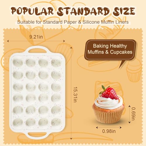 2 Silicone Muffin Pans with 200 Liners (24-cup Mini)