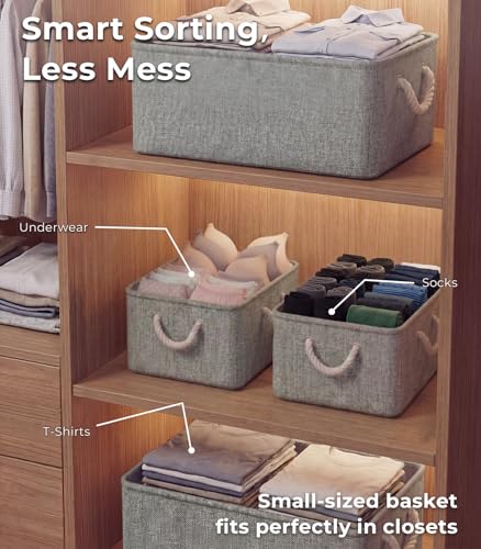 Storage Bins for Shelves (Grey / Small -11.8Lx7.9Wx5.2H)