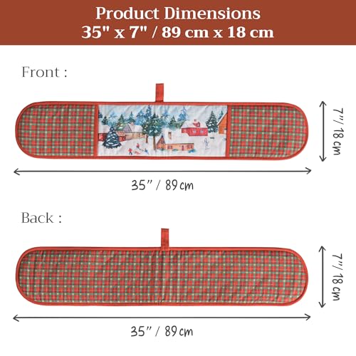 Double Oven Mitts 100% Cotton Double Oven Glove (125 - Megeve / 7" x 35" (Double Oven Mitt))