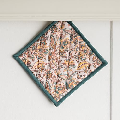 100% Cotton Oven Mitt & Pot Holder Set (047 - Nila / 7.5" x 13" & 8" x 8" (Oven Mitt & Pot Holder))