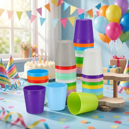 36 Pcs Kids Plastic Cups 8 oz Drinking Toddler Cups (Cute)