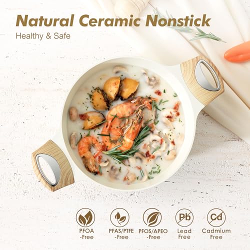 Ceramic Nonstick Pot (4.5 Quarts / Ceramic White)