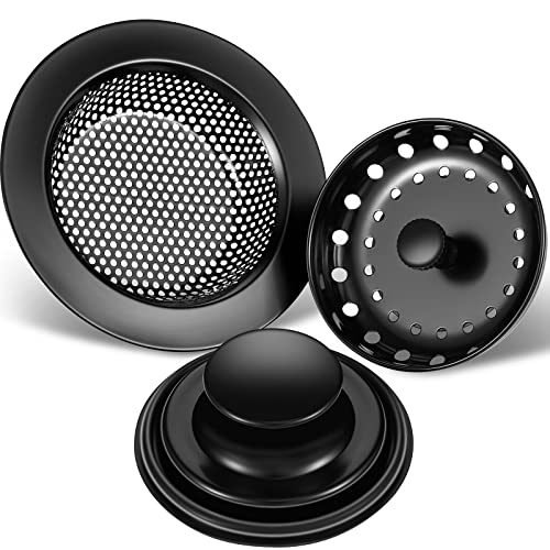 3 Pcs Sink Plug Stopper Disposal Drain Strainer (Black)