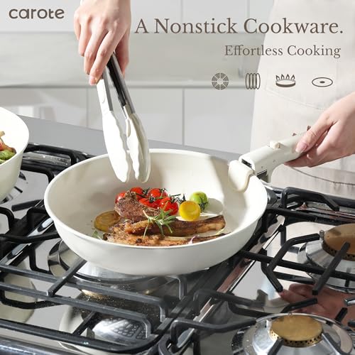 19pcs Pots and Pans Set Non Stick (Cream White / 19 Piece)