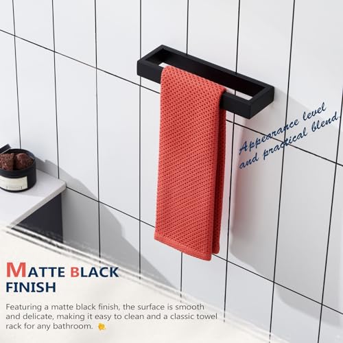 Towel Rings Matte Black Hand Towel Bar Holder 9 (Matte Black / 2 Pack)