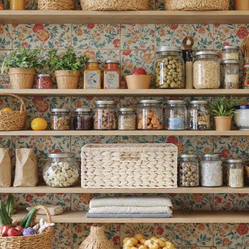Wicker Storage Baskets for Shelves (Butter Milk / 15"L x 11"W x 6¾"H)