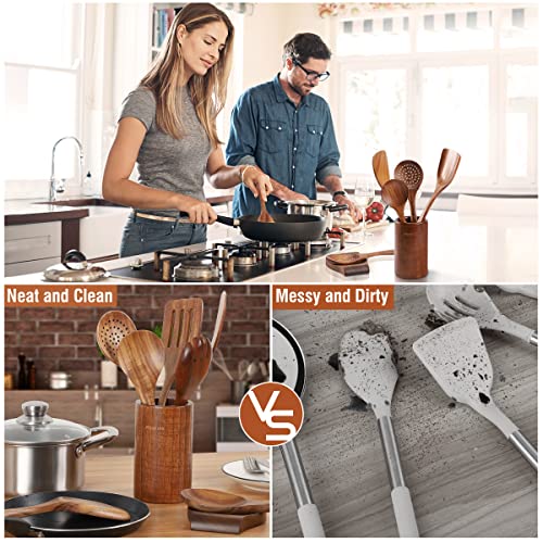 12 Piece Wooden Spoons for Cooking (12 PCS Set)