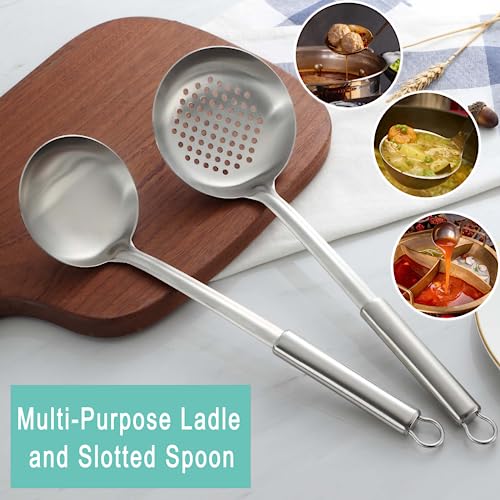 2 Pcs Ladle and Slotted Spoon (2P-Grey)