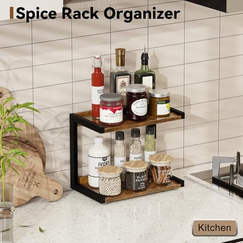 Kitchen Counter Shelf Organizer (Rustic Brown / Small)
