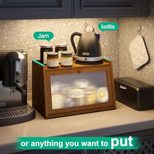 Bread Box for Kitchen Counter (Brown / Medium-1_Tier)