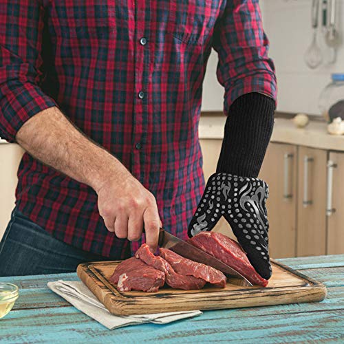 BBQ Gloves 1472F Heat Resistant Silicone Non (long / Gray)