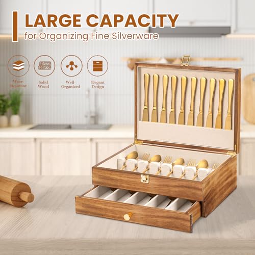 Silverware Storage Box (2 Layer Carbonized Black)