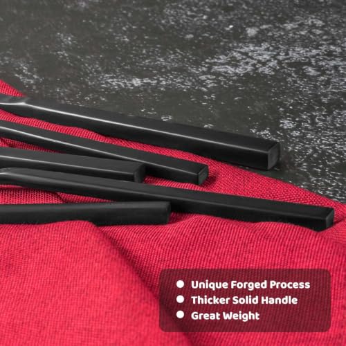 Cube 45 Piece Forged Stainless Steel Flatware Set Cutlery Set with Utensil (Black / 45 pieces for 8)
